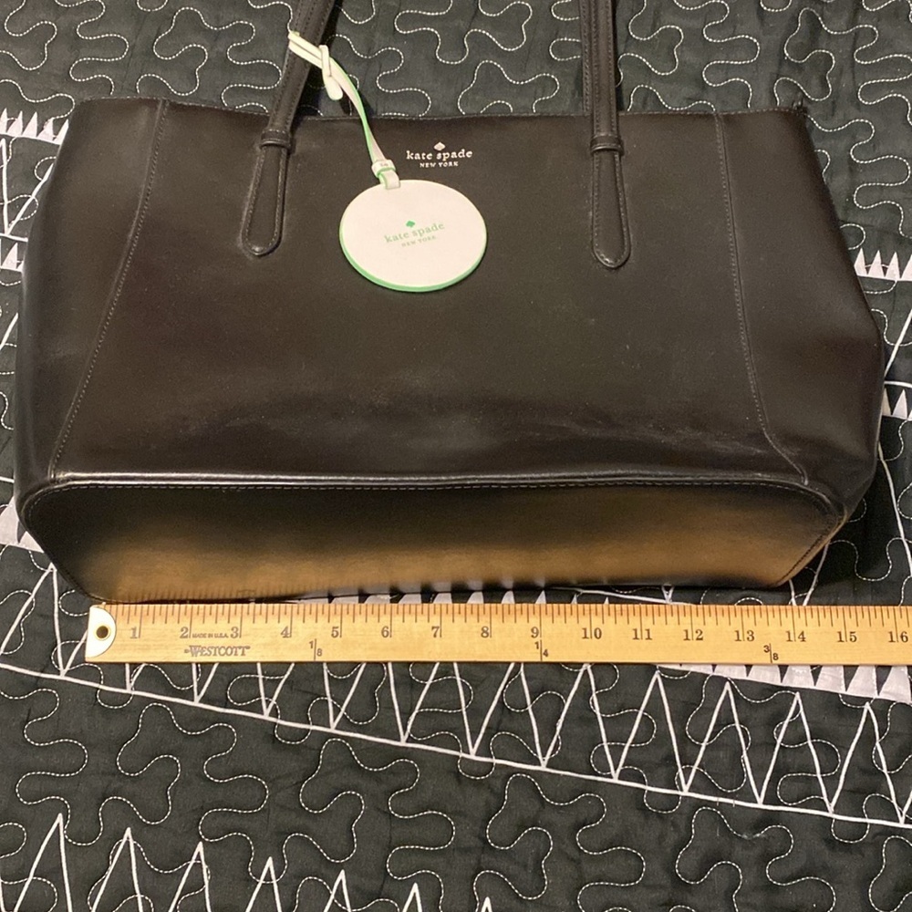 KATE SPADE Black Leather Tote Bag Size 11” x 16” x 6” approximately - Picture 10 of 10